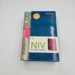 New NIV Study Bible Personal Size Charcoal Pink Italian‎ Duo Tone Zondervan